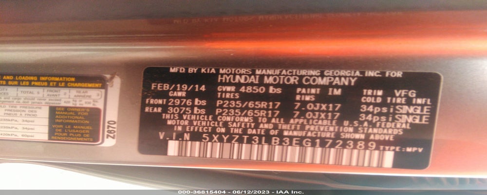 5XYZT3LB3EG172389 2014 HYUNDAI SANTA FE SPORT photo no. 9