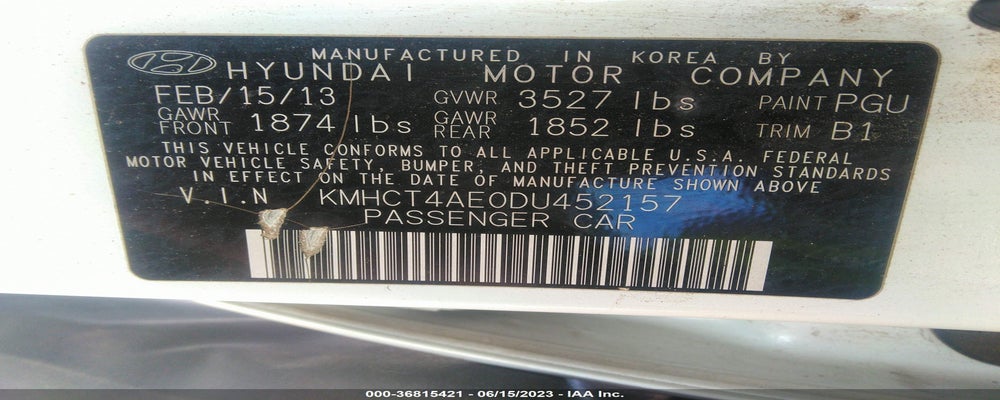 KMHCT4AE0DU452157 2013 HYUNDAI ACCENT photo no. 9