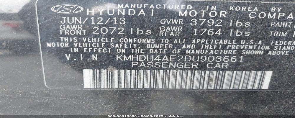KMHDH4AE2DU903661 2013 HYUNDAI ELANTRA photo no. 9