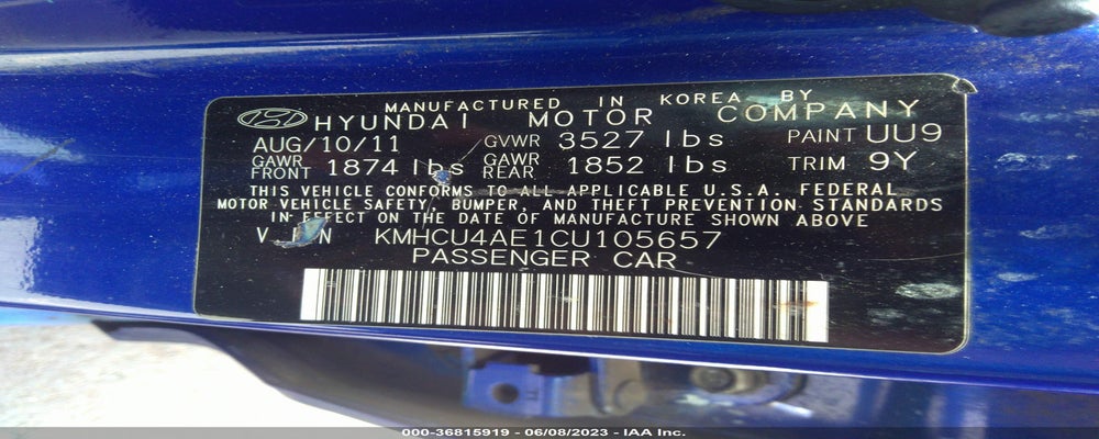 KMHCU4AE1CU105657 2012 HYUNDAI ACCENT photo no. 9