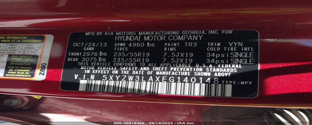 5XYZW3LAXEG140148 2014 HYUNDAI SANTA FE SPORT photo no. 9