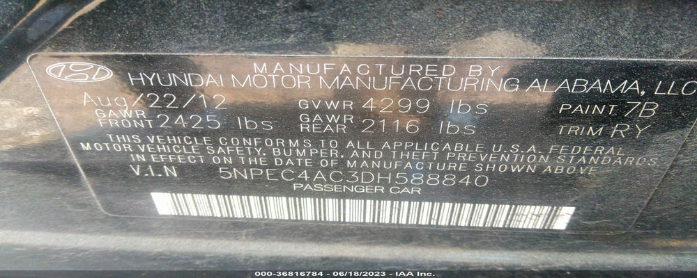 5NPEC4AC3DH588840 2013 HYUNDAI SONATA photo no. 9