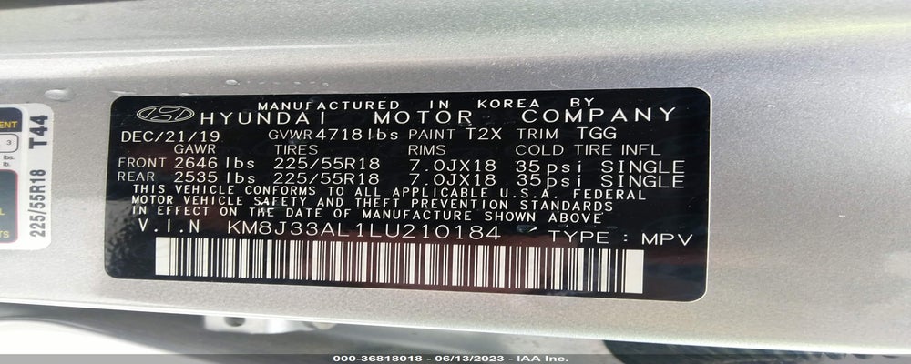 KM8J33AL1LU210184 2020 HYUNDAI TUCSON photo no. 9