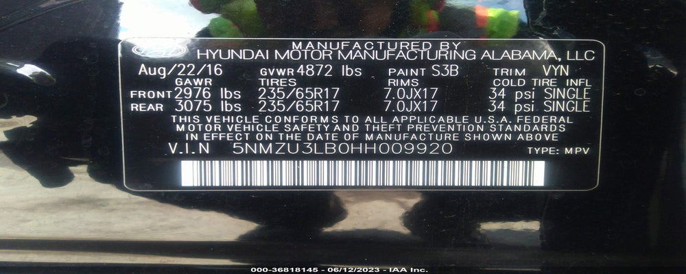 5NMZU3LB0HH009920 2017 HYUNDAI SANTA FE SPORT photo no. 9