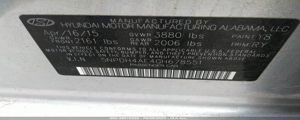 5NPDH4AE4GH678551 2016 HYUNDAI ELANTRA photo no. 9