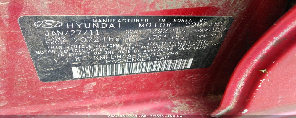 KMHDH4AE9BU100794 2011 HYUNDAI ELANTRA photo no. 9