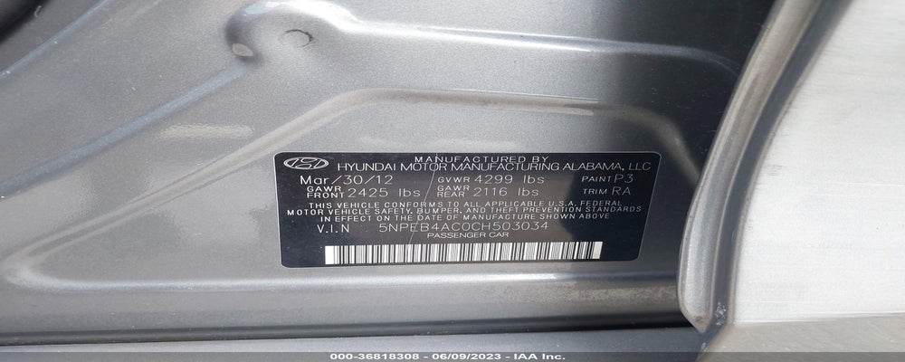 5NPEB4AC0CH503034 2012 HYUNDAI SONATA photo no. 9