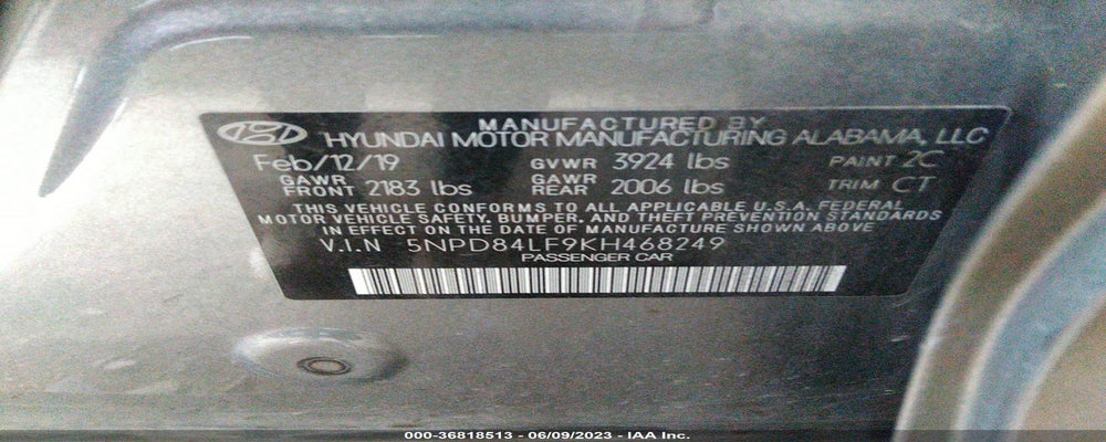 5NPD84LF9KH468249 2019 HYUNDAI ELANTRA photo no. 9