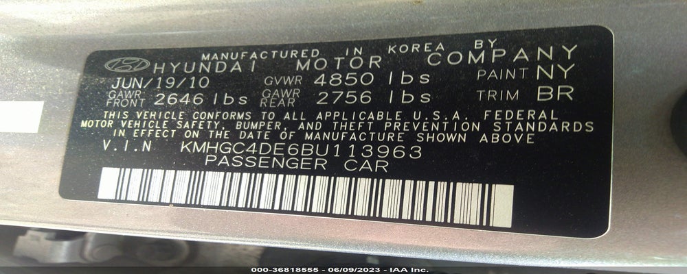 KMHGC4DE6BU113963 2011 HYUNDAI GENESIS photo no. 9