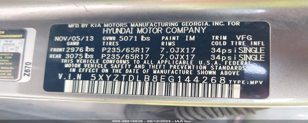 5XYZTDLB8EG144268 2014 HYUNDAI SANTA FE SPORT photo no. 9