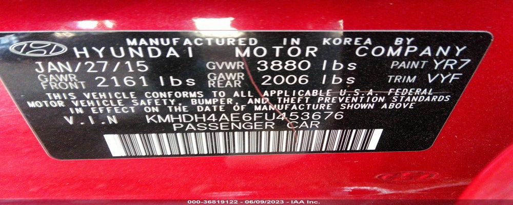 KMHDH4AE6FU453676 2015 HYUNDAI ELANTRA photo no. 9