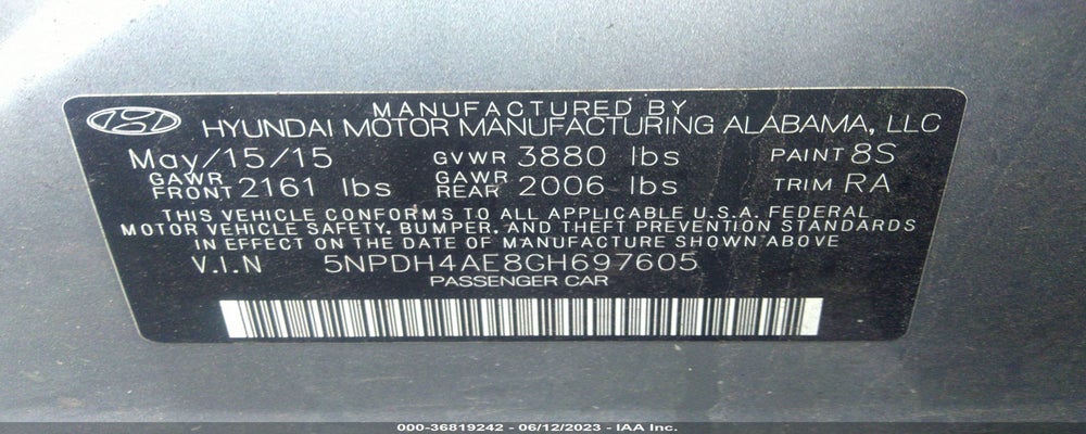 5NPDH4AE8GH697605 2016 HYUNDAI ELANTRA photo no. 9