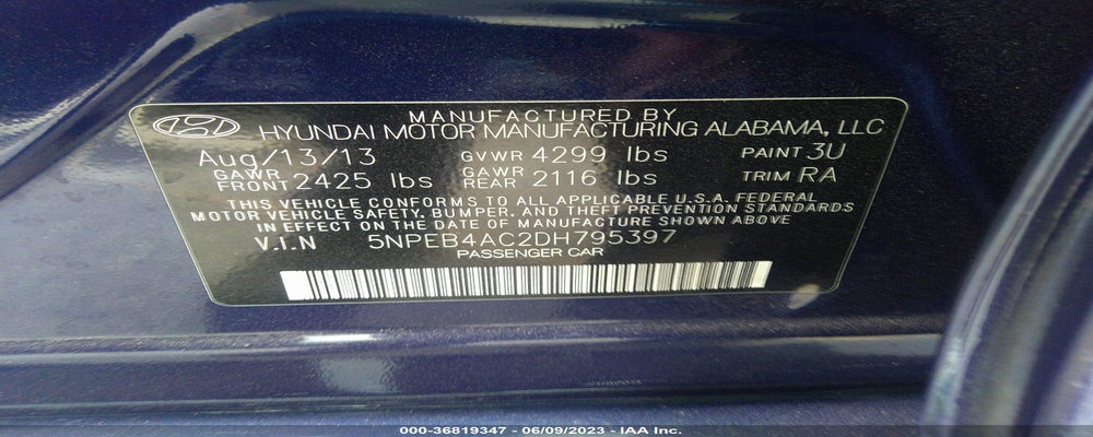 5NPEB4AC2DH795397 2013 HYUNDAI SONATA photo no. 9