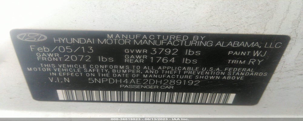5NPDH4AE2DH289192 2013 HYUNDAI ELANTRA photo no. 9