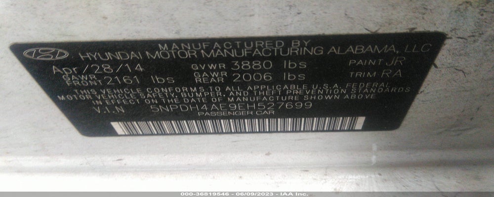 5NPDH4AE9EH527699 2014 HYUNDAI ELANTRA photo no. 9