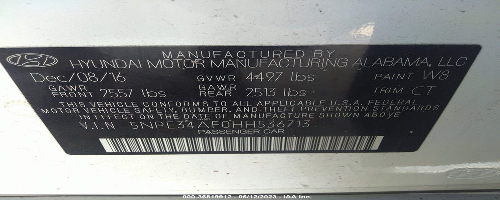 5NPE34AF0HH536713 2017 HYUNDAI SONATA photo no. 9