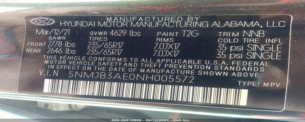 5NMJB3AE0NH005572 2022 HYUNDAI TUCSON photo no. 9
