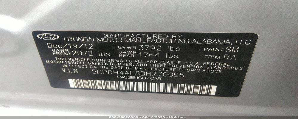 5NPDH4AE8DH270095 2013 HYUNDAI ELANTRA photo no. 9