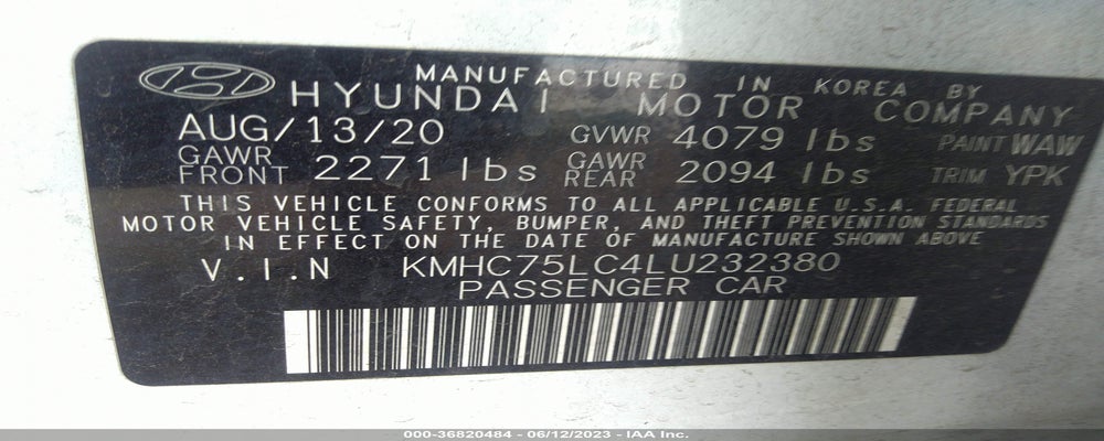KMHC75LC4LU232380 2020 HYUNDAI IONIQ HYBRID photo no. 9