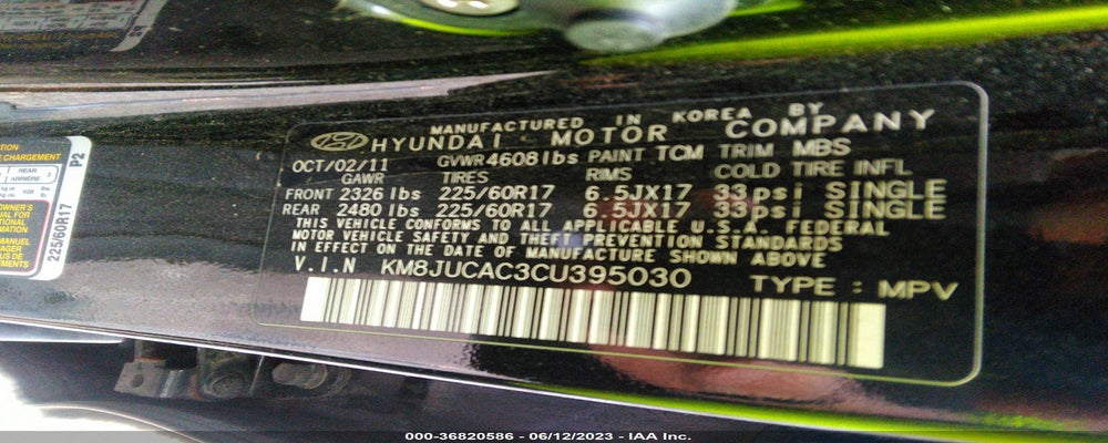 KM8JUCAC3CU395030 2012 HYUNDAI TUCSON photo no. 9