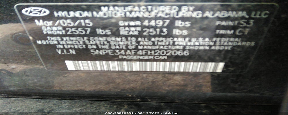 5NPE34AF4FH202066 2015 HYUNDAI SONATA photo no. 9