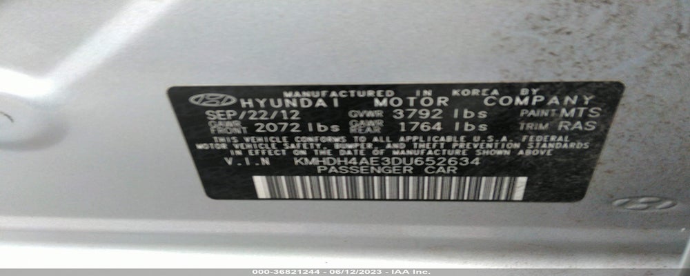 KMHDH4AE3DU652634 2013 HYUNDAI ELANTRA photo no. 9