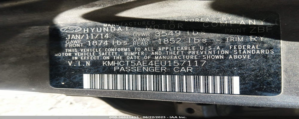 KMHCT5AE4EU157117 2014 HYUNDAI ACCENT photo no. 9