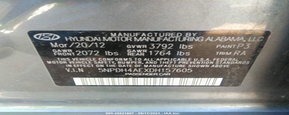 5NPDH4AEXDH157605 2013 HYUNDAI ELANTRA photo no. 9
