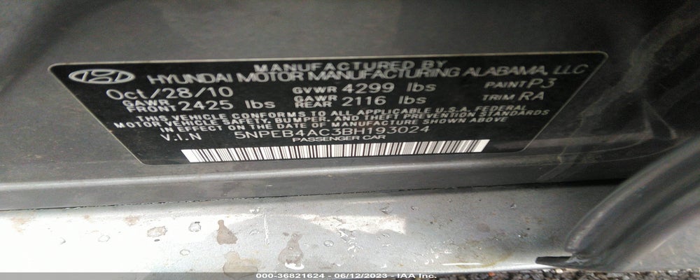 5NPEB4AC3BH193024 2011 HYUNDAI SONATA photo no. 9