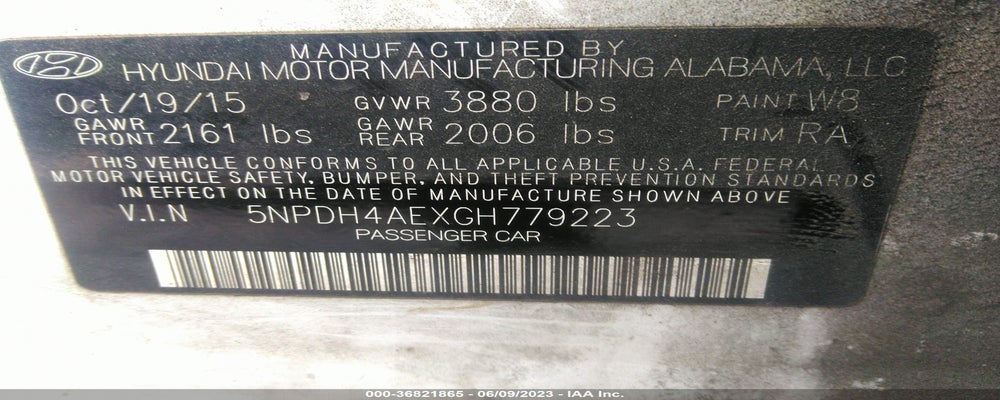 5NPDH4AEXGH779223 2016 HYUNDAI ELANTRA photo no. 9