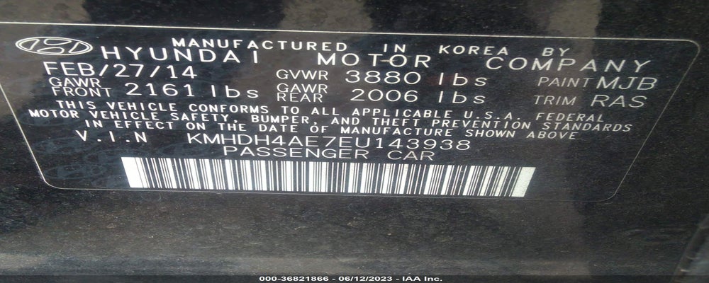 KMHDH4AE7EU143938 2014 HYUNDAI ELANTRA photo no. 9