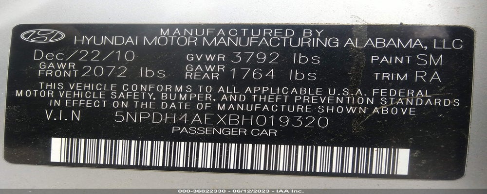 5NPDH4AEXBH019320 2011 HYUNDAI ELANTRA photo no. 9