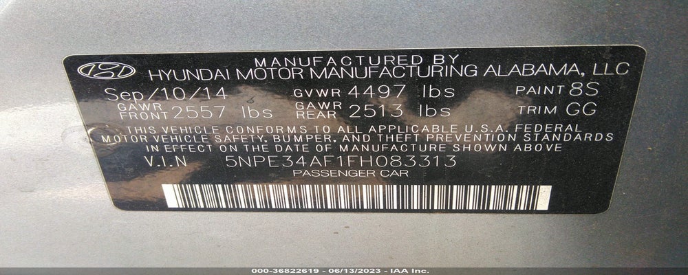 5NPE34AF1FH083313 2015 HYUNDAI SONATA photo no. 9