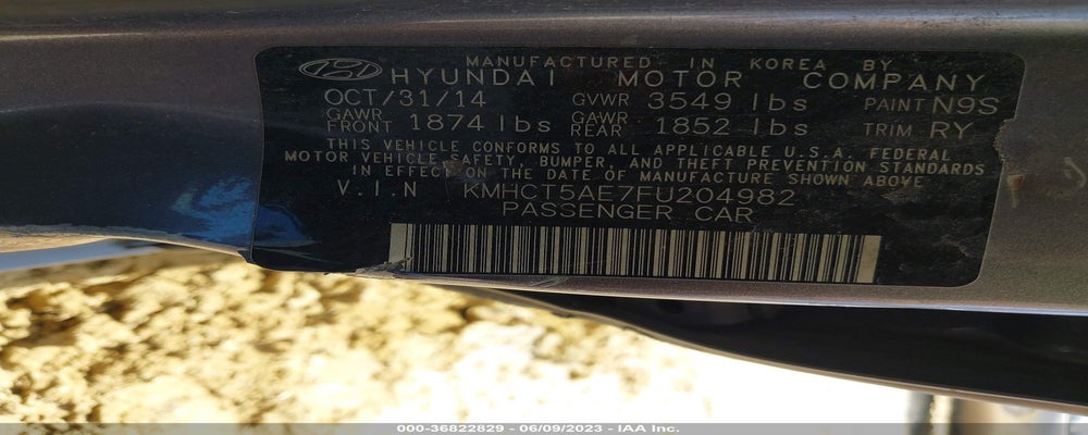 KMHCT5AE7FU204982 2015 HYUNDAI ACCENT photo no. 9