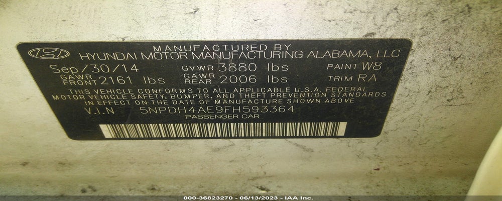 5NPDH4AE9FH593364 2015 HYUNDAI ELANTRA photo no. 9