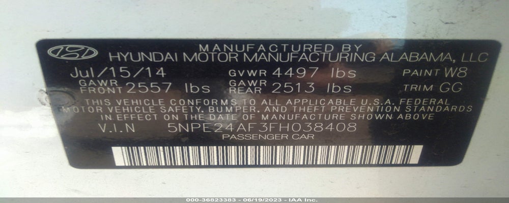 5NPE24AF3FH038408 2015 HYUNDAI SONATA photo no. 9