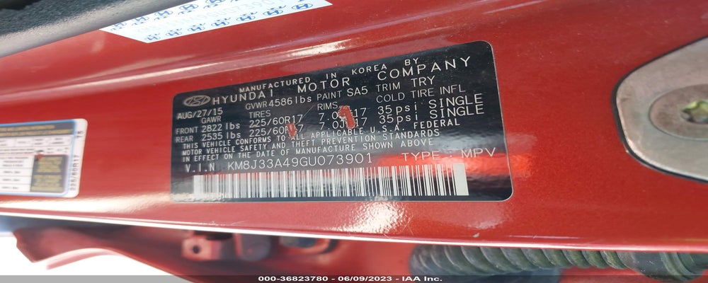KM8J33A49GU073901 2016 HYUNDAI TUCSON photo no. 9