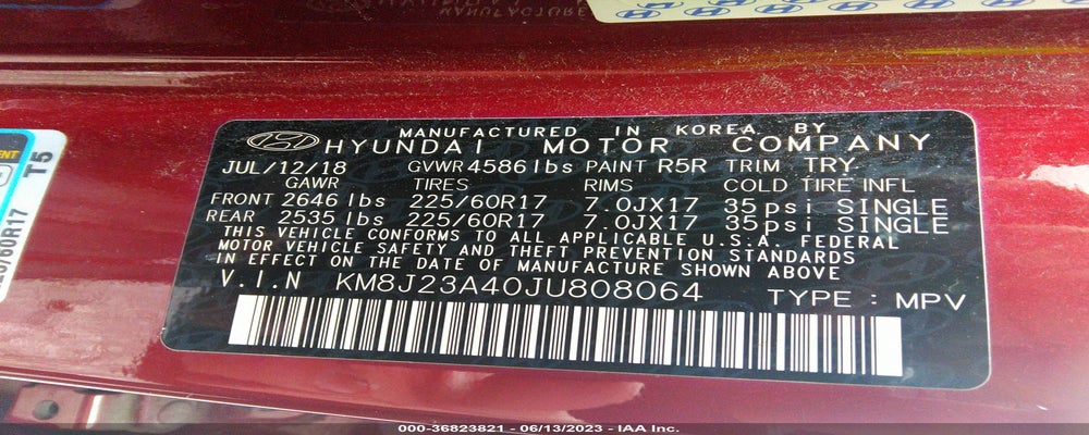 KM8J23A40JU808064 2018 HYUNDAI TUCSON photo no. 9