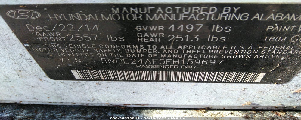 5NPE24AF5FH159697 2015 HYUNDAI SONATA photo no. 9