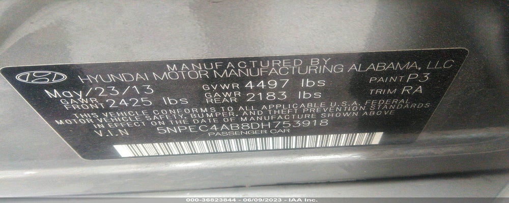 5NPEC4AB8DH753918 2013 HYUNDAI SONATA photo no. 9