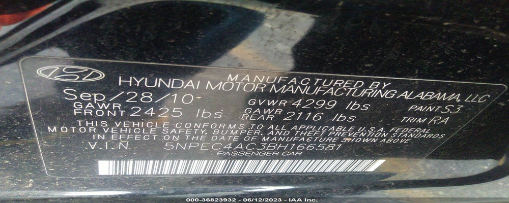5NPEC4AC3BH166581 2011 HYUNDAI SONATA photo no. 9