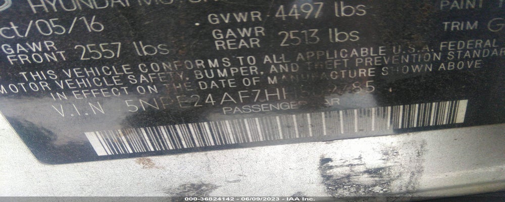 5NPE24AF7HH509785 2017 HYUNDAI SONATA photo no. 9