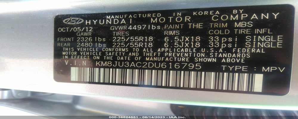 KM8JU3AC2DU616795 2013 HYUNDAI TUCSON photo no. 9