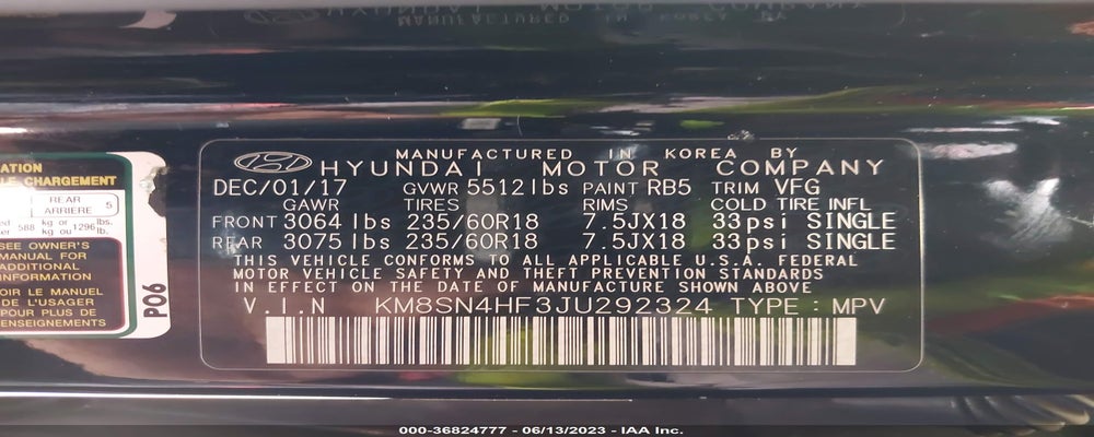 KM8SN4HF3JU292324 2018 HYUNDAI SANTA FE photo no. 9