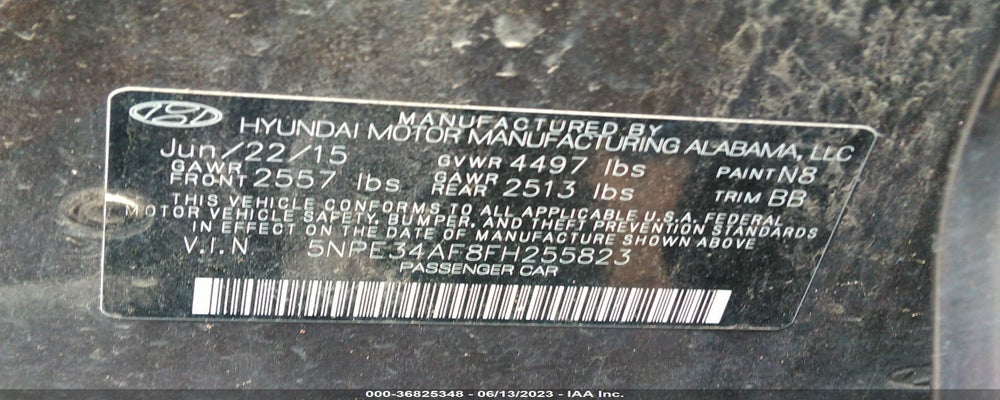 5NPE34AF8FH255823 2015 HYUNDAI SONATA photo no. 9