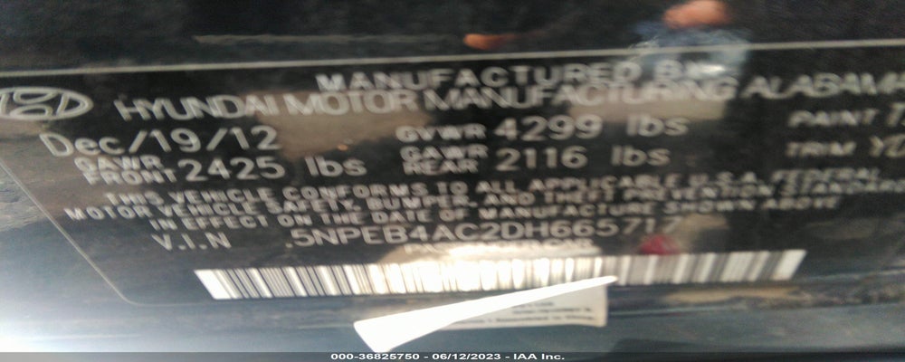 5NPEB4AC2DH665717 2013 HYUNDAI SONATA photo no. 9
