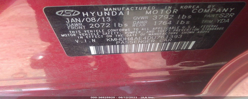 KMHDH4AE4DU761393 2013 HYUNDAI ELANTRA photo no. 9