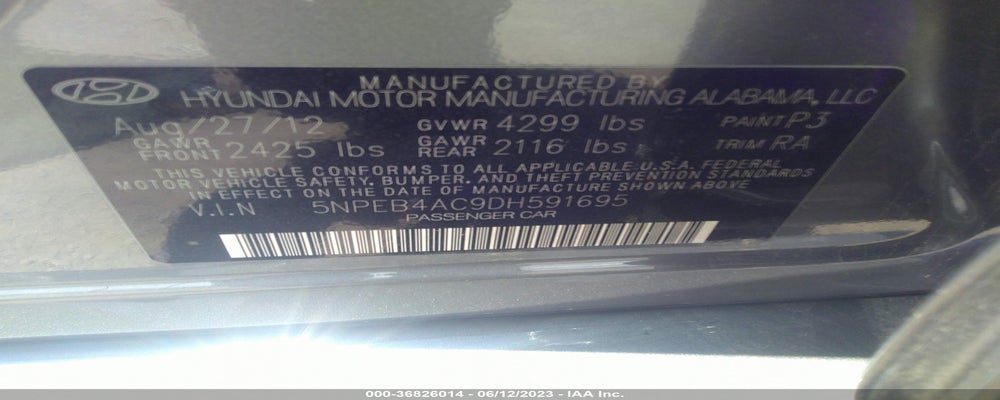 5NPEB4AC9DH591695 2013 HYUNDAI SONATA photo no. 9