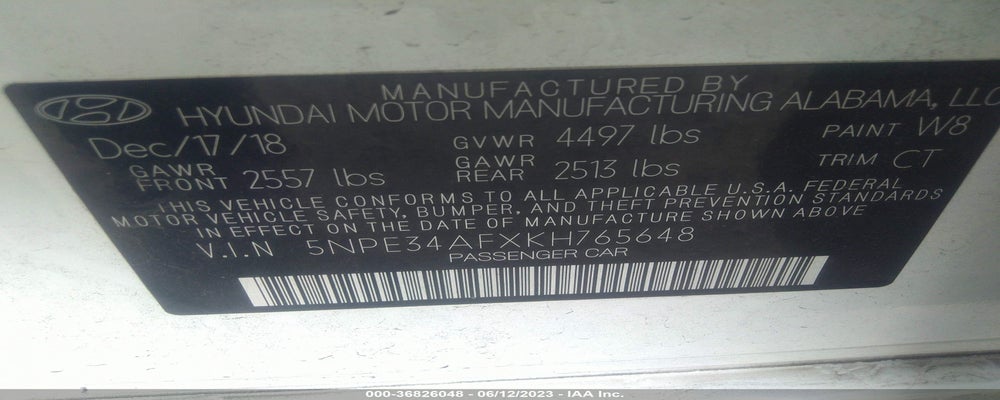 5NPE34AFXKH765648 2019 HYUNDAI SONATA photo no. 9