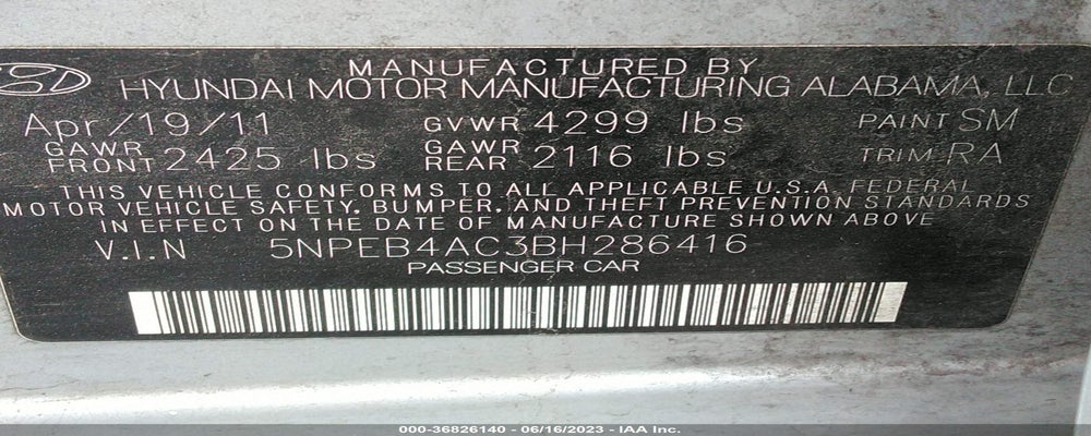 5NPEB4AC3BH286416 2011 HYUNDAI SONATA photo no. 9